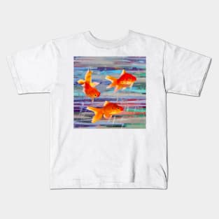 Playful Goldfish Abstract Kids T-Shirt